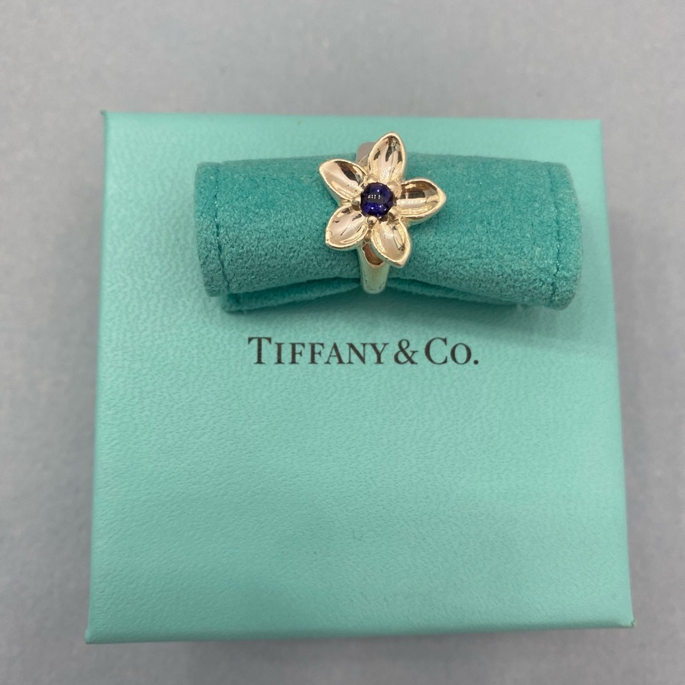 Tiffany & Co. 925 Silver Purple Lolite Flower Ring- size 5.5 excellent condition